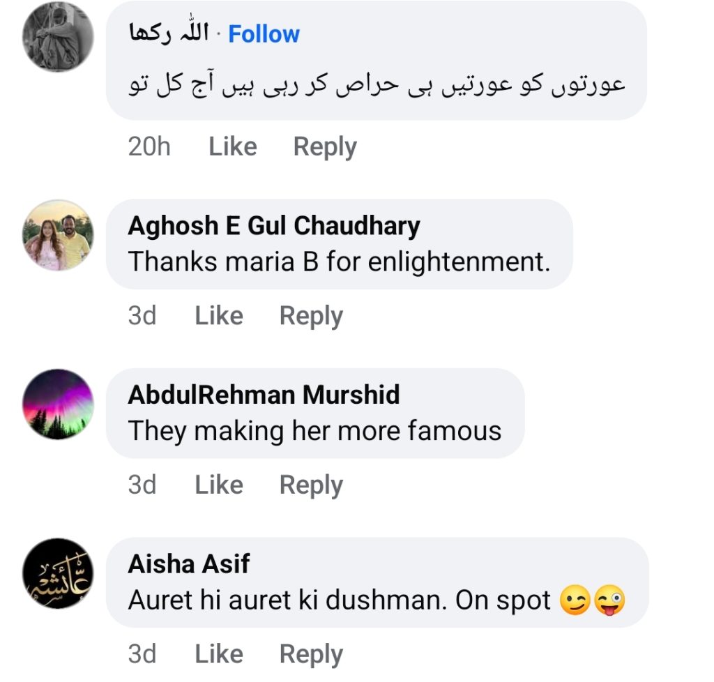 Maria B's Reply To Aurat March Organizers Targeting Her