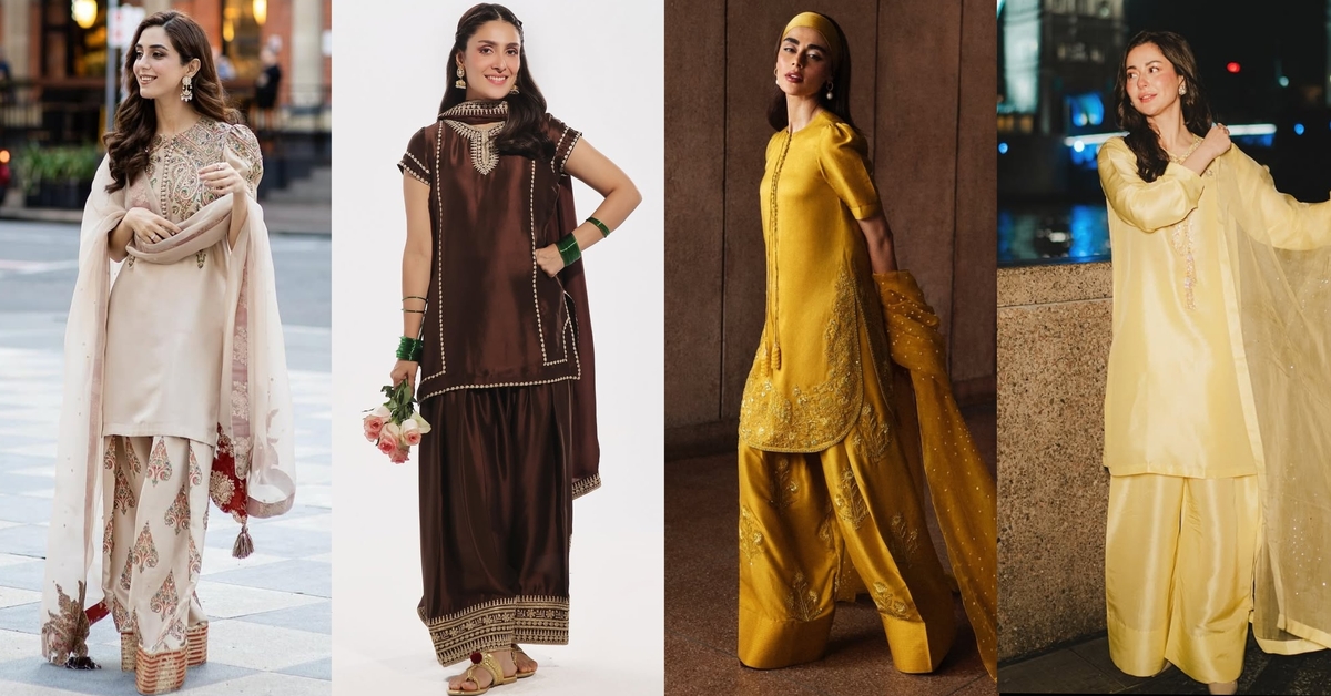 Pakistani Actresses Embrace the Farshi Shalwar Trend