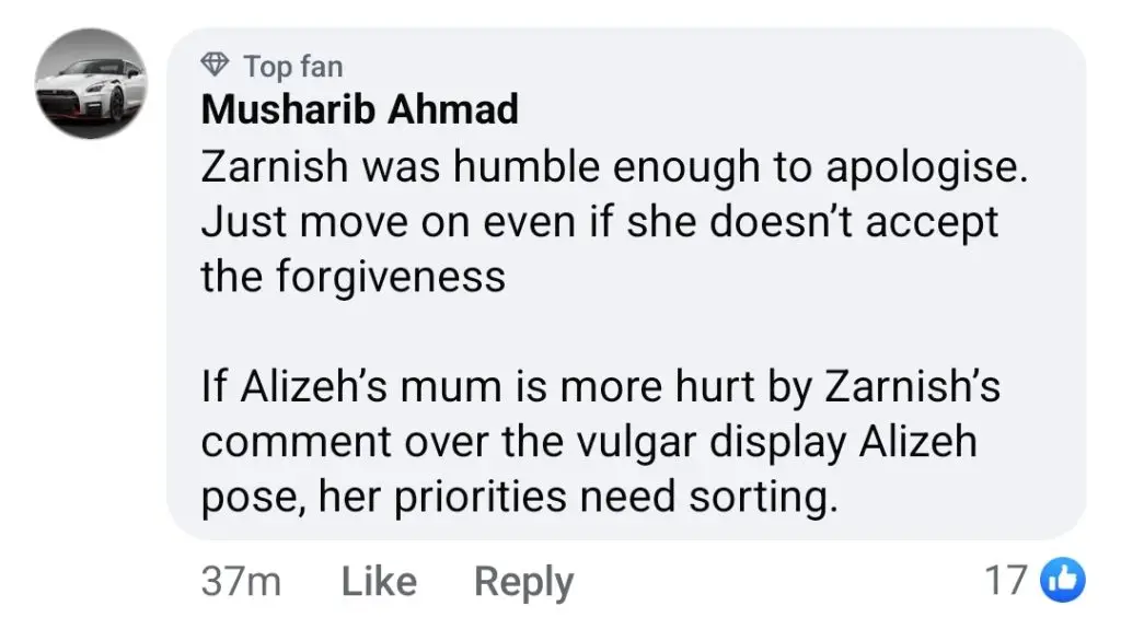 Eliz Shah apologizes publicly to Zarnish Khan