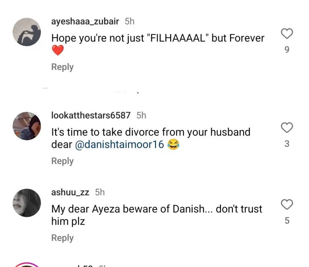 Fans Question Ayeza Khan for Not Responding to Husband’s Statement