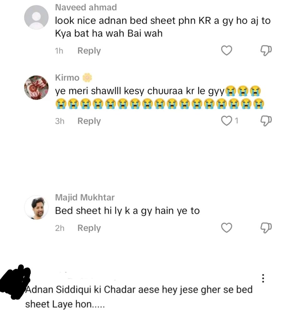 Fans' Funny Reactions on Adnan Siddiqui’s Floral Shawl Choice