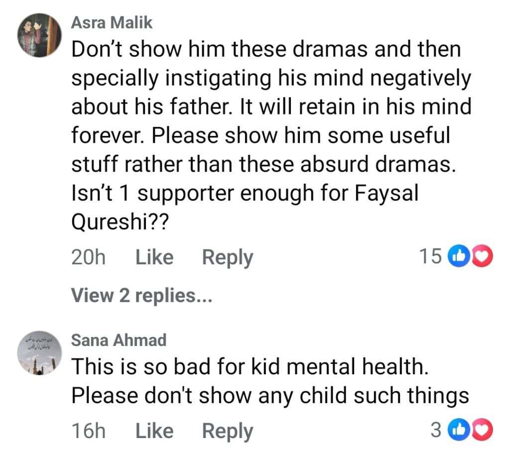 Faysal Quraishi’s Wife Under Criticism For Showing Son Behroopia