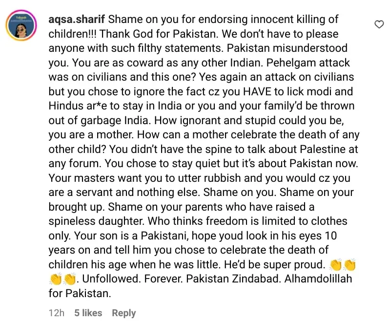 Pakistanis Slam Sania Mirza For Supporting War
