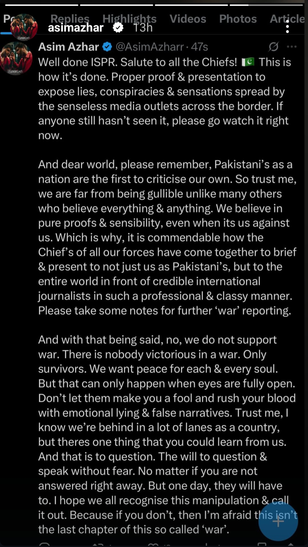 Pakistani Celebrities React To PAF’s Operation Bunyan Ul Mursoos