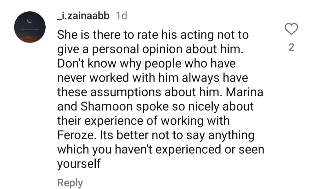 Nadia Afgan Unimpressed By Feroze Khan’s Acting & Attitude