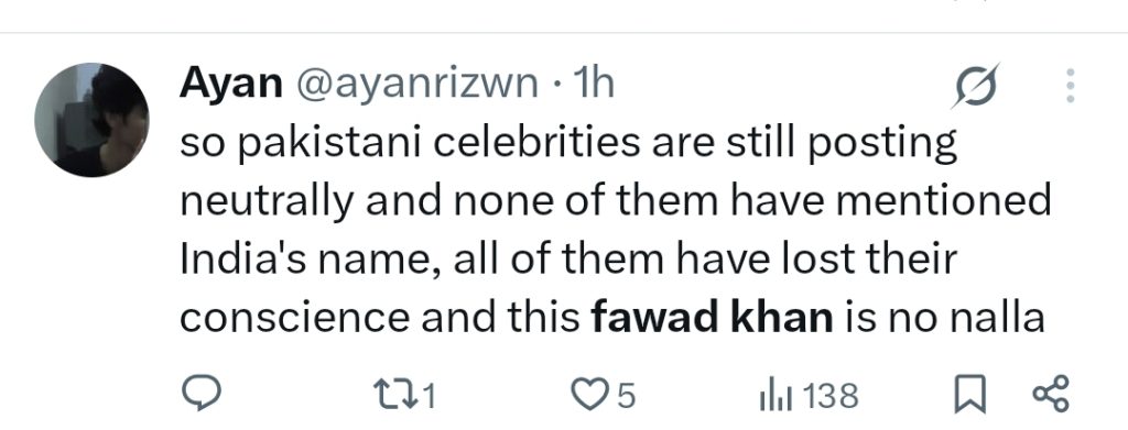 Fawad Khan Criticized For His Diplomatic Stance After India’s Attack