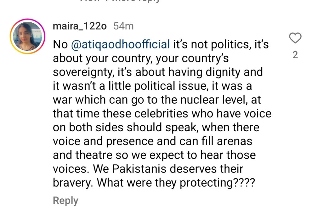 Atiqa Odho’s Take on Actors and Wars Gets Backlash