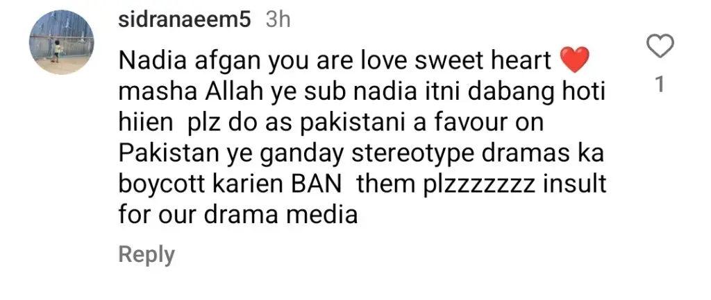 Nadia Afgan Mocks Dayan’s Overdramatic Sequences