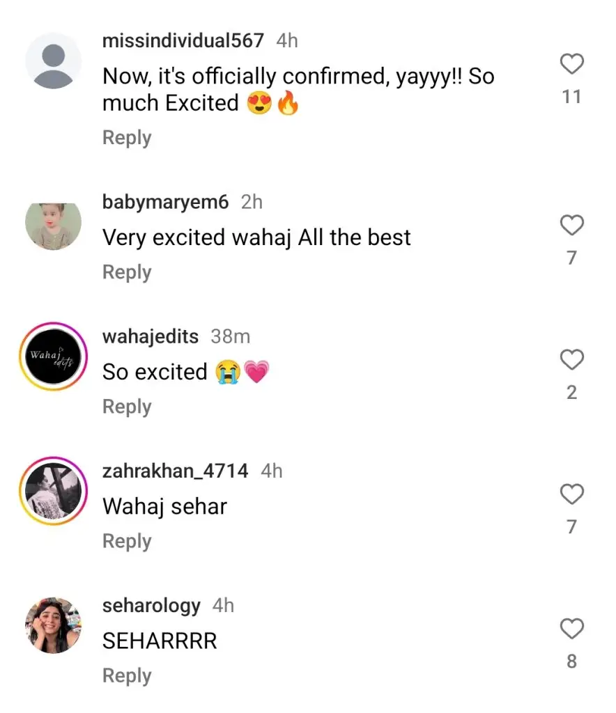 Wahaj Ali & Sehar Khan Upcoming Drama Details
