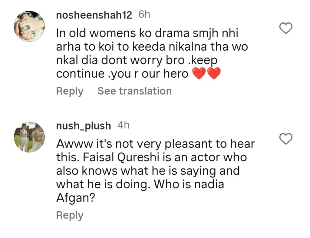 Faysal Quraishi Calls Out Nadia Afgan’s Criticism