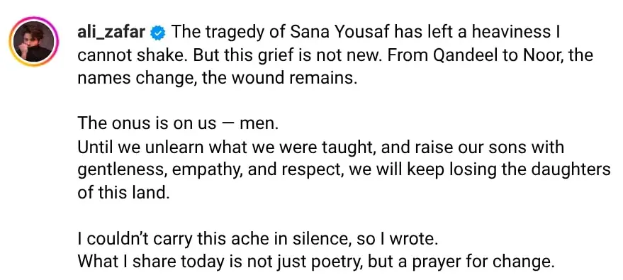 Ali Zafar Dedicates Emotional Poetry To Sana Yousaf