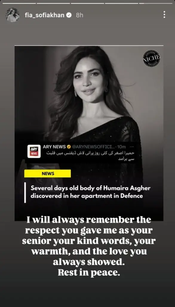 Pakistani Stars Express Grief On Humaira Asghar’s Death