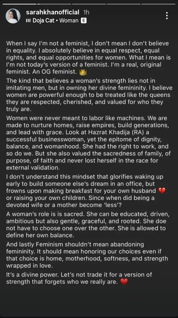 Sarah Khan Opens Up About Her Viral Feminist Statement