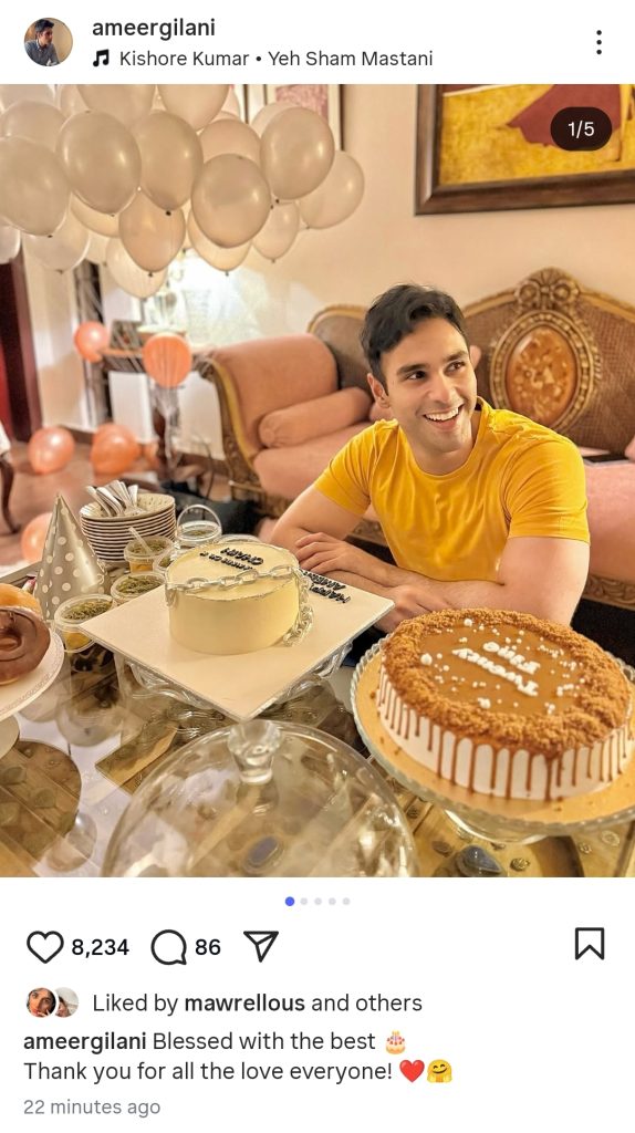 Ameer Gilani Celebrates Birthday with Wife Mawra Hocane