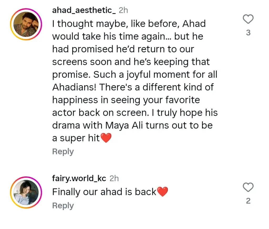 Ahad Raza Mir & Maya Ali to Star Together in Upcoming Drama