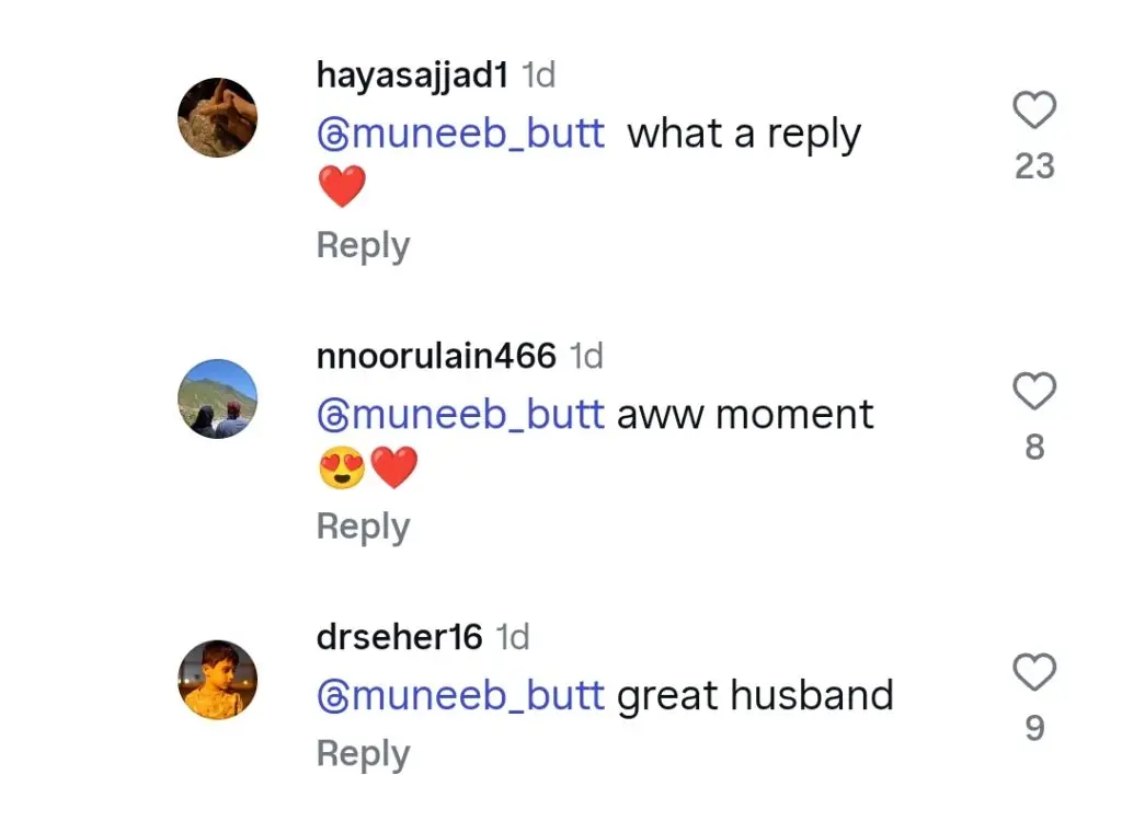 Muneeb Butt’s Praise for Wife Gets Fans’ Appreciation