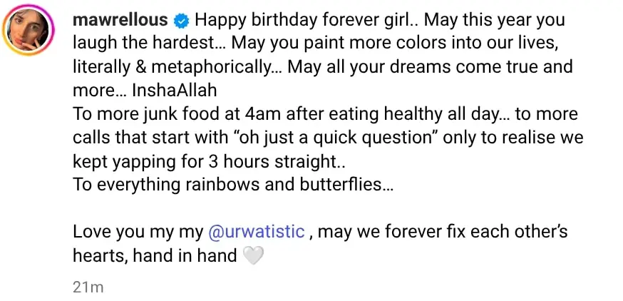 Mawra Hocane’s Sweet Birthday Wish For Sister Urwa Hocane