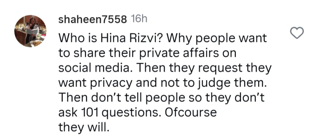 Hina Rizvi Calls Out Haters