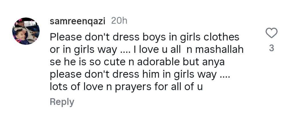 Fans Divided as Anya Hamza Ali Puts Nephew in Girl’s Outfit