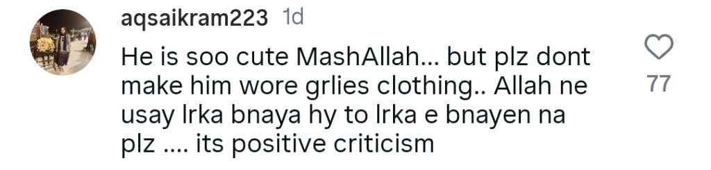 Fans Divided as Anya Hamza Ali Puts Nephew in Girl’s Outfit