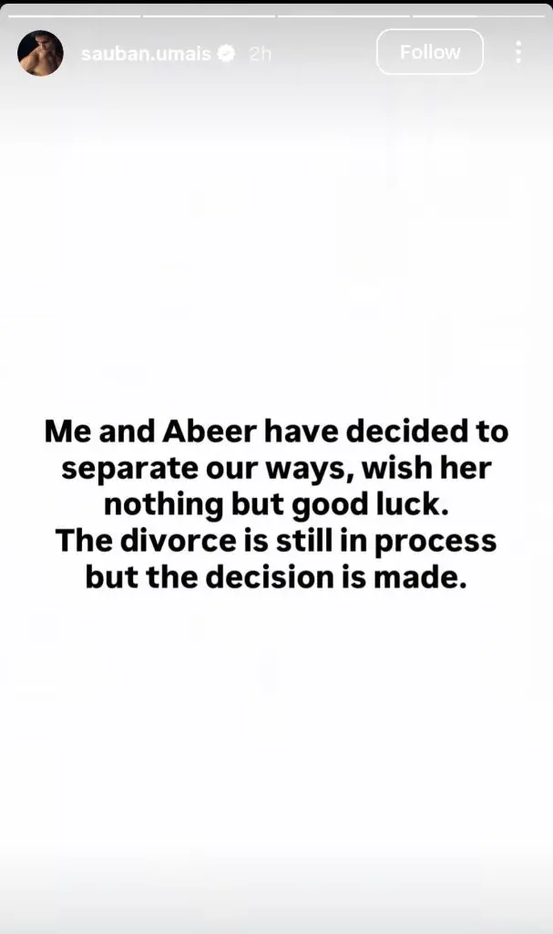 Models Abeer Asad and Sauban Umais Announce Divorce
