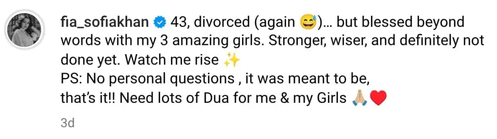 Model Fia Khan Announces Divorce