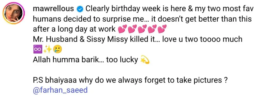 Mawra Hocane Celebrates Birthday With Husband & Sister