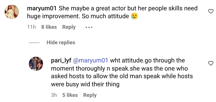 Sajal Aly & Yasir Hussain Argument At Hum Awards