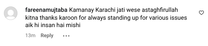 Mishi Khan Calls Out Saba Qamar
