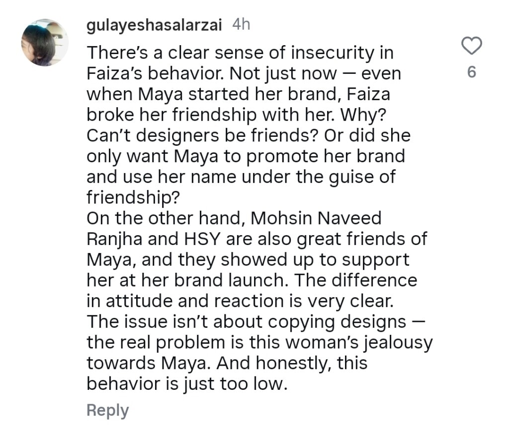 Faiza Saqlain Accuses Maya Ali for Copying Her Designs