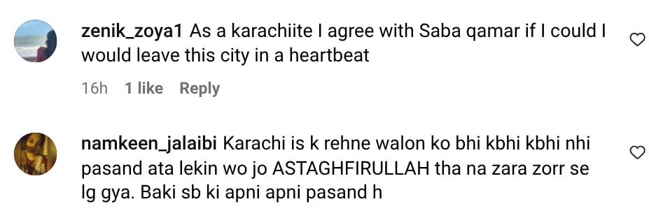 Javeria Saud Calls Out Saba Qamar’s Anti-Karachi Comment