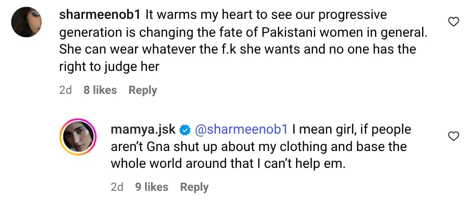 Mamya Shajaffar Hits Back At People Criticizing Her Clothes