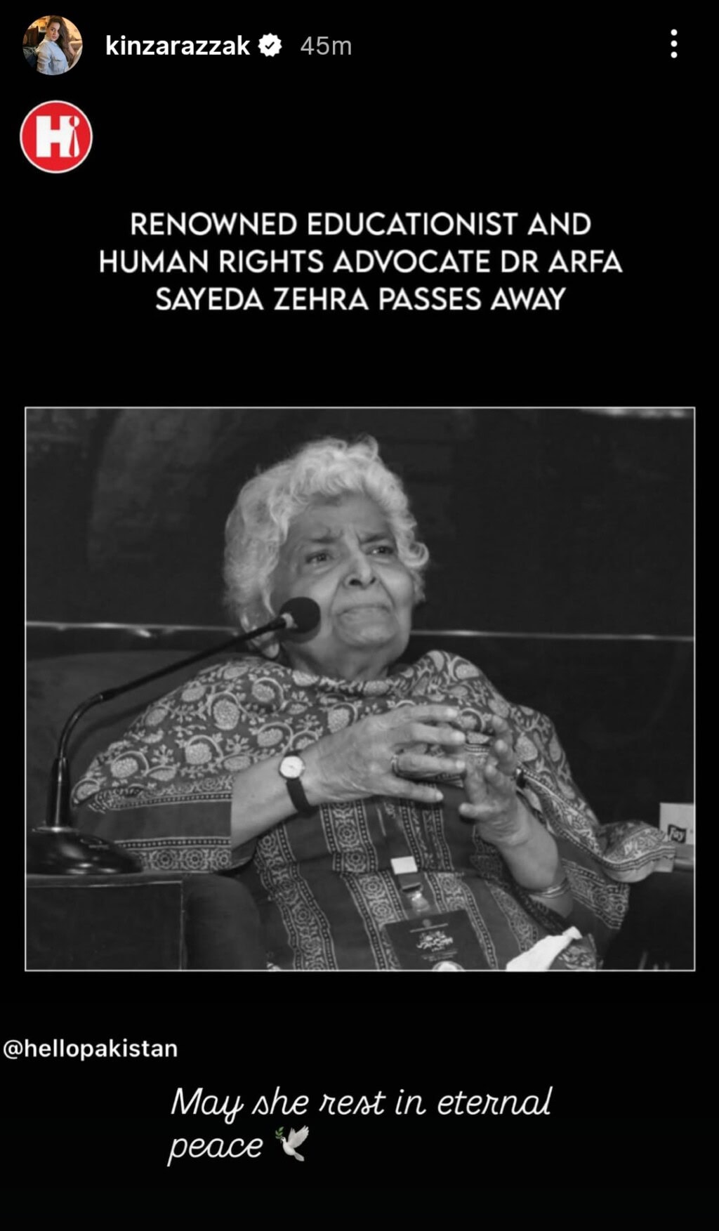 Pakistani Celebrities’ Condolences on Dr. Arfa Sayeda Zehra’s Demise