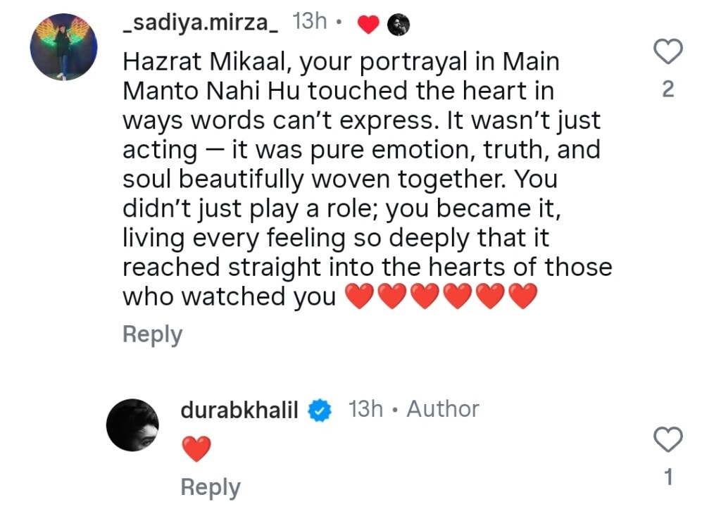 Durab Khalil Bids Farewell to Main Manto Nahi Hoon