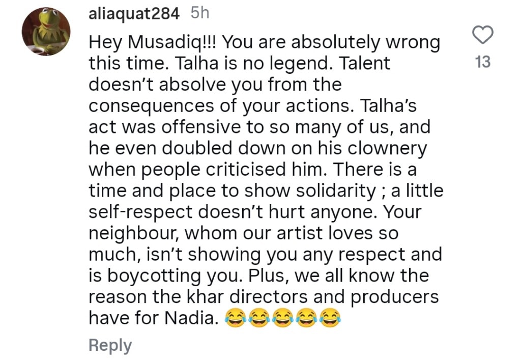 Pakistani Celebrities Slam Nadia Khan’s Attitude with Talha Anjum