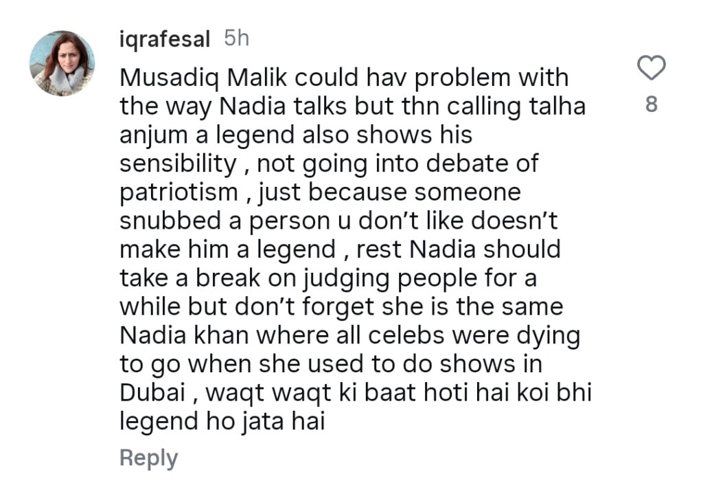 Pakistani Celebrities Slam Nadia Khan’s Attitude with Talha Anjum