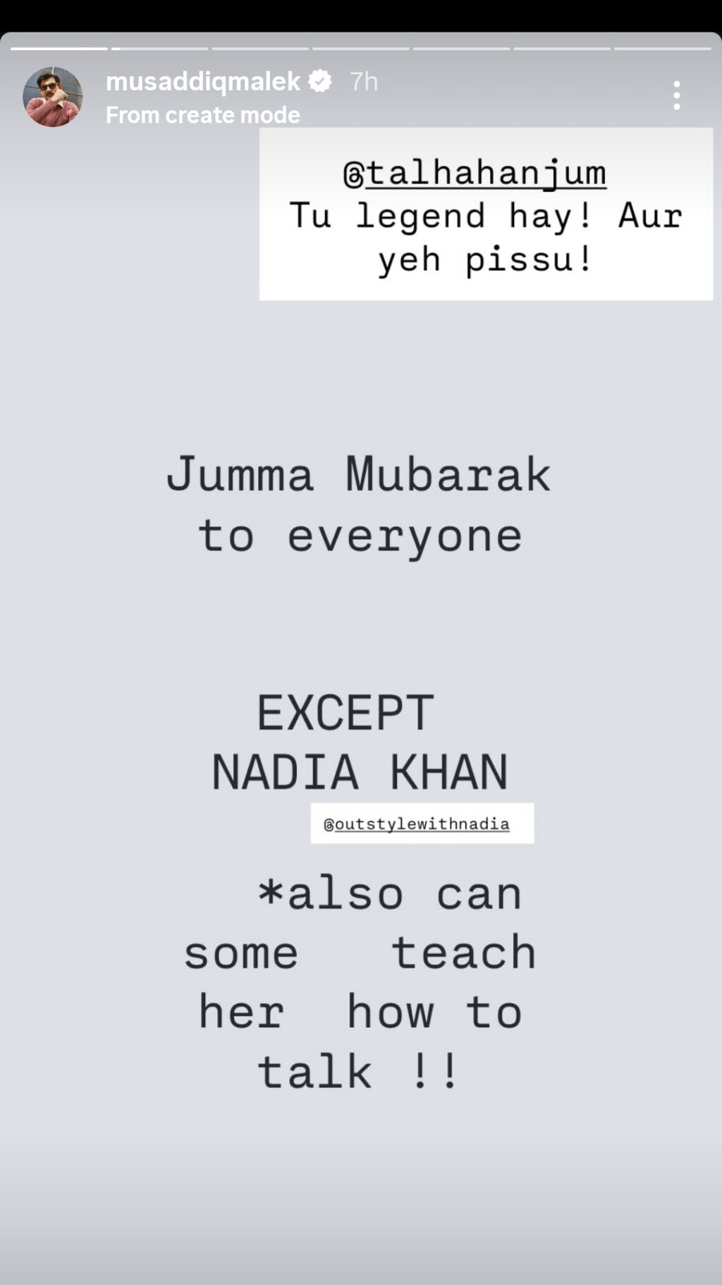 Pakistani Celebrities Slam Nadia Khan’s Attitude with Talha Anjum