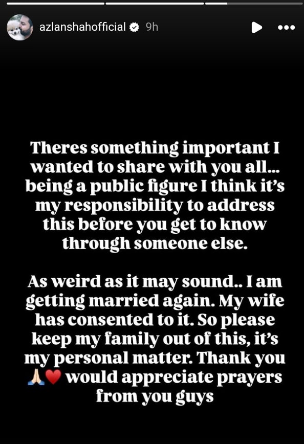 Azlan Shah Announces Second Marriage
