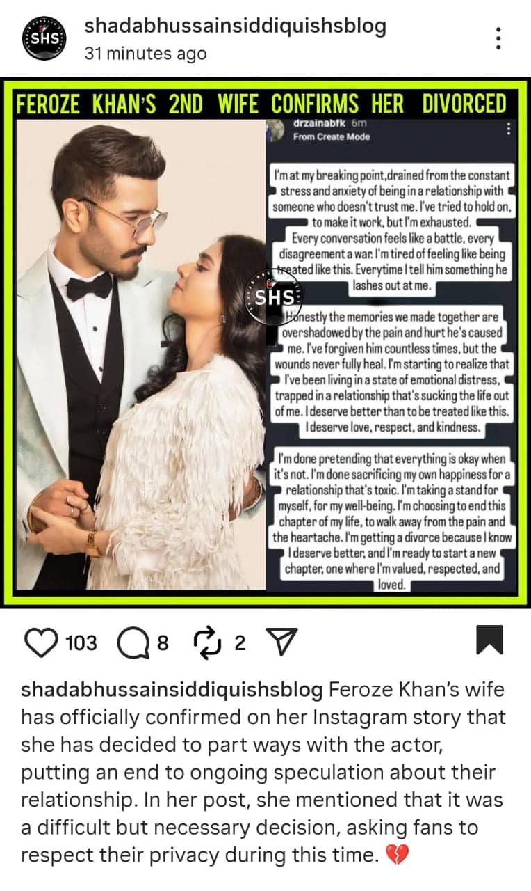 Feroze Khan Second Divorce In The News Again