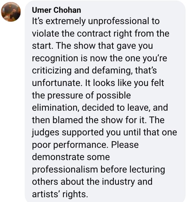 Contestant M Ibrar Shahid Exposes Pakistan Idol