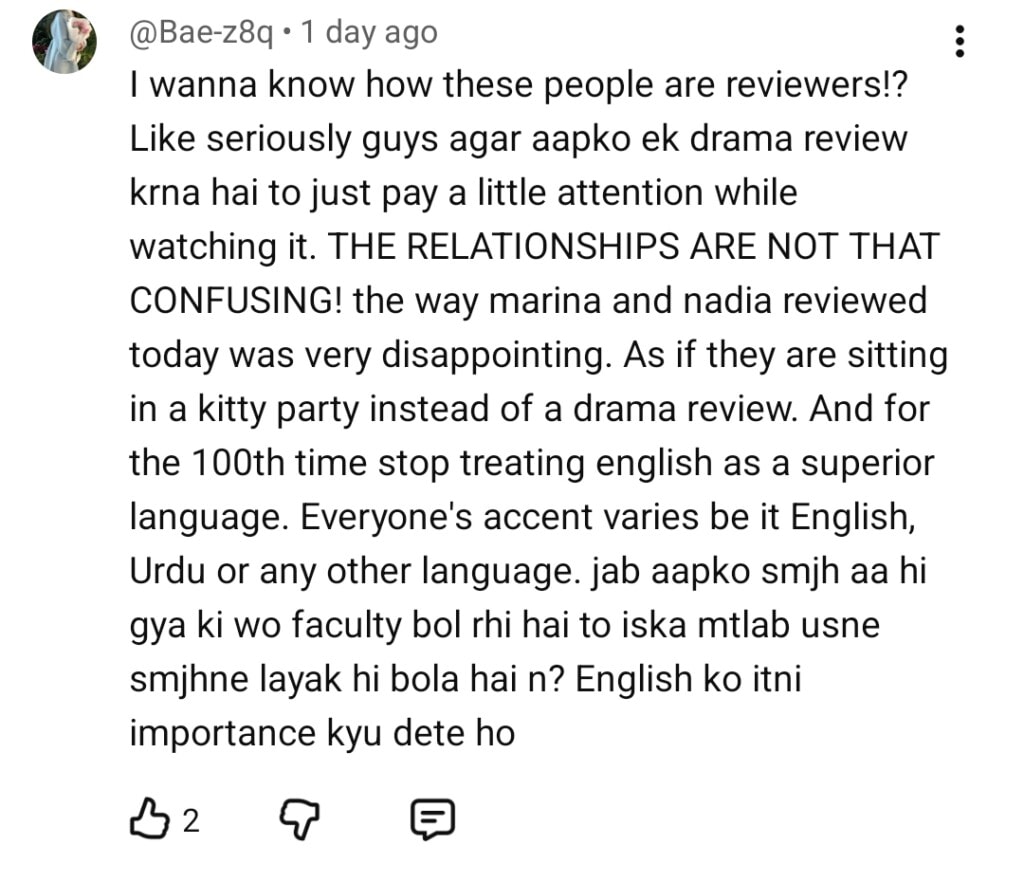 Neeli Kothi Viewers Bash Nadia Khan for Coming Unprepared in Review Show