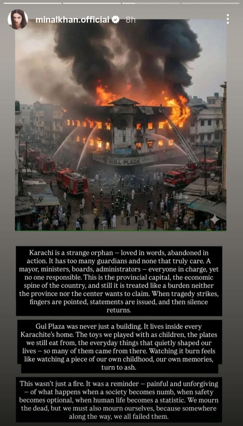 Gul Plaza Tragedy Shakes Celebrities and Public Across Pakistan