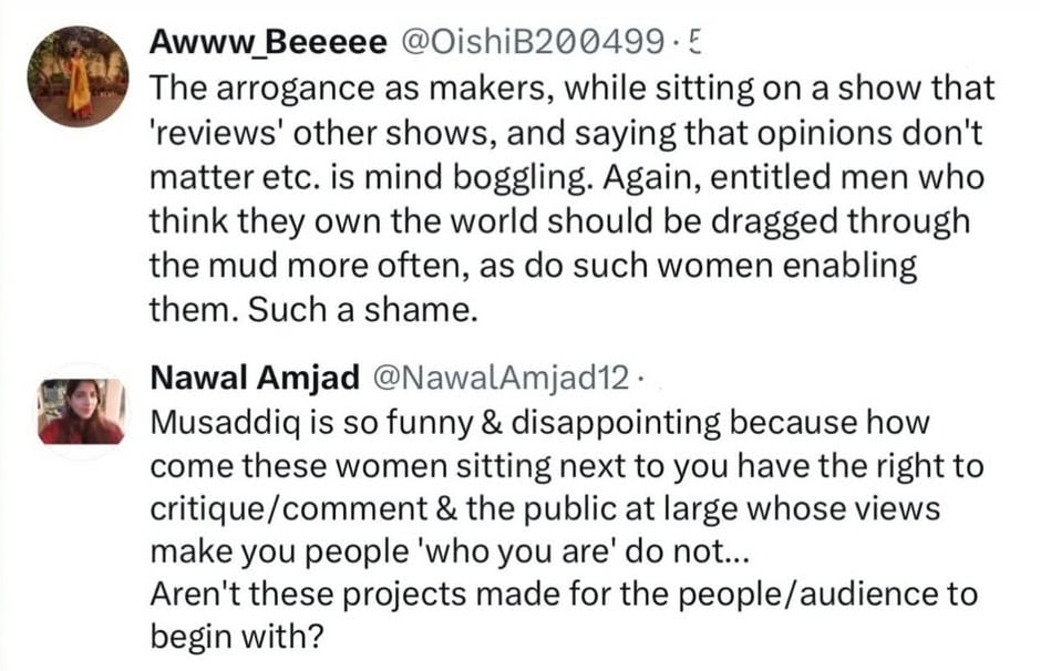 Nadia Khan & Musaddiq Malik Degrading Remarks Criticized