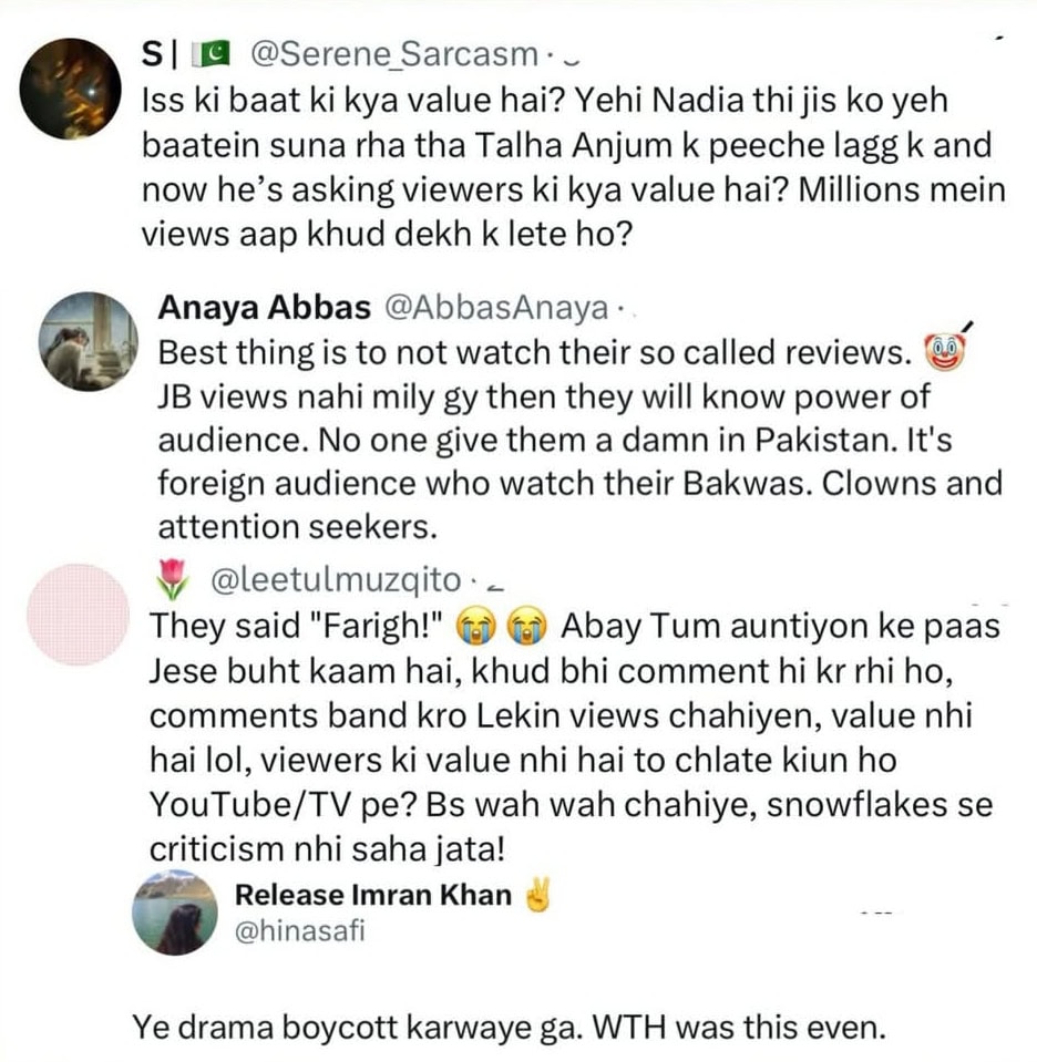 Nadia Khan & Musaddiq Malik Degrading Remarks Criticized