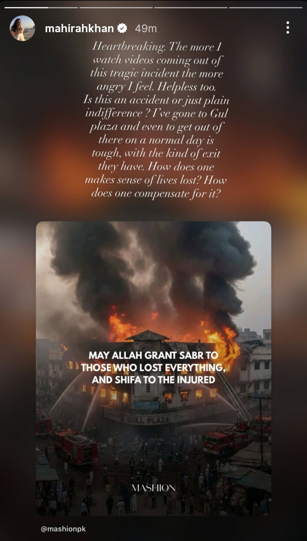 Gul Plaza Tragedy Shakes Celebrities and Public Across Pakistan