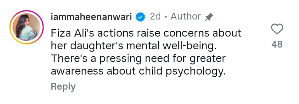 Renowned Psychologist Calls Out Fiza Ali For Using Daughter for Views