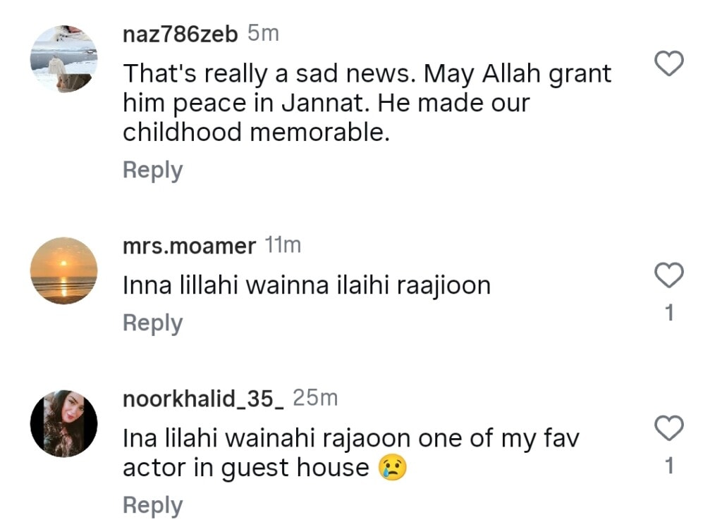 Senior PTV Actor Khalid Hafeez Passes Away