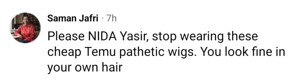 Nida Yasir’s Wig Draws Attention Online
