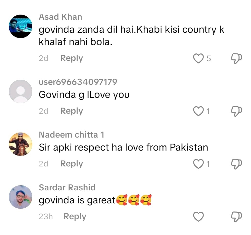 Govinda Earns Praise For Not Speaking Against Pakistan