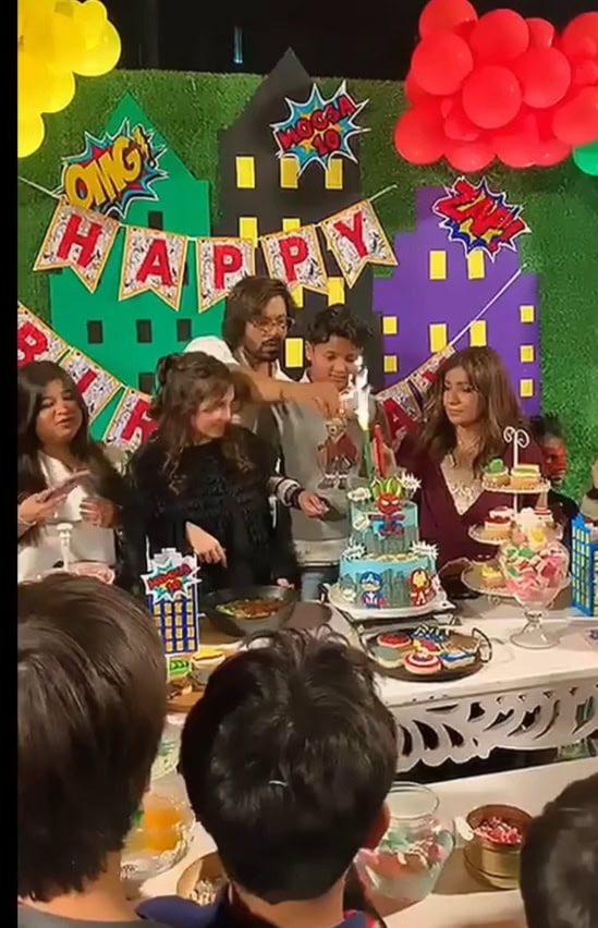 Fahad Mustafa Spotted With Wife Sana At Son’s Birthday